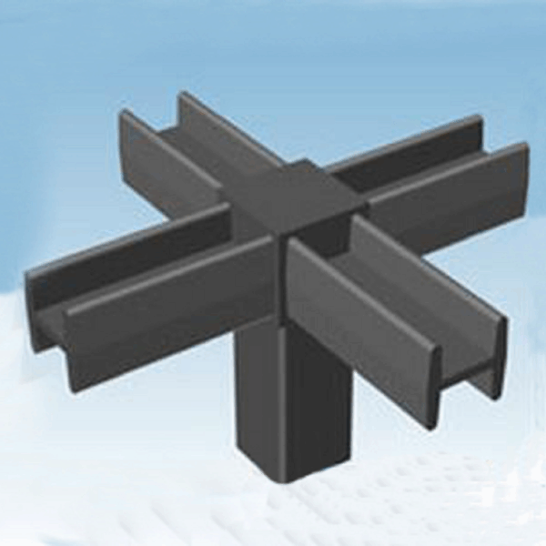 Raccordo per Tubo Quadro Vuoto mm.20x20 Nylon Nero Cinque Vie | AL.GO