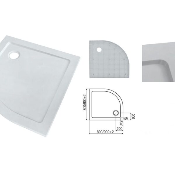 Piatto Doccia Angolare Easyflat Acrilico Bianco cm.90x90x3,5h  Elma