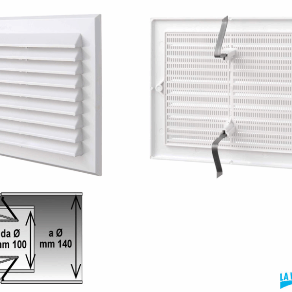 Griglia Rettangolare Molle+Rete Bianco mm.180x152 | La Ventilazione