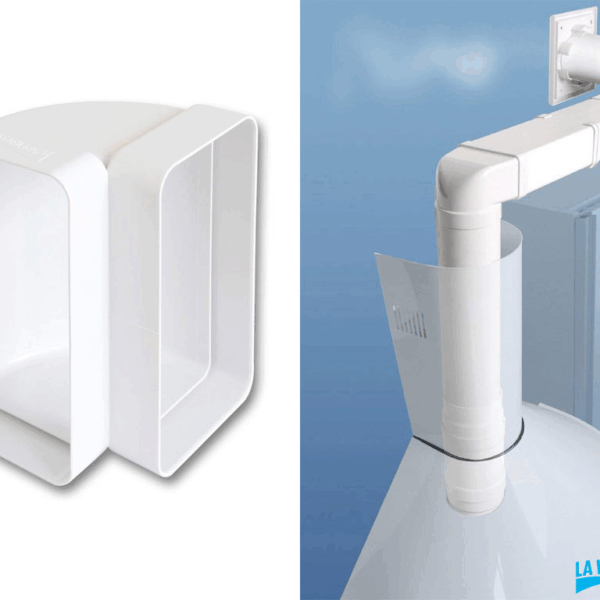 Curva Verticale Pvc per Tubo Rettangolare Bianco 120x60 | La Ventilazione