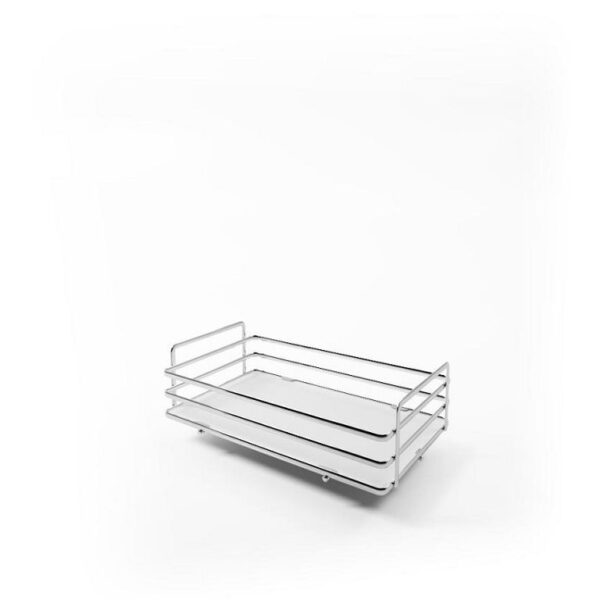 Cesto per Colonna Estraibile modello Elite Cromato con Piano HPL Bianco cm.20x50 Pz.5  Inoxa