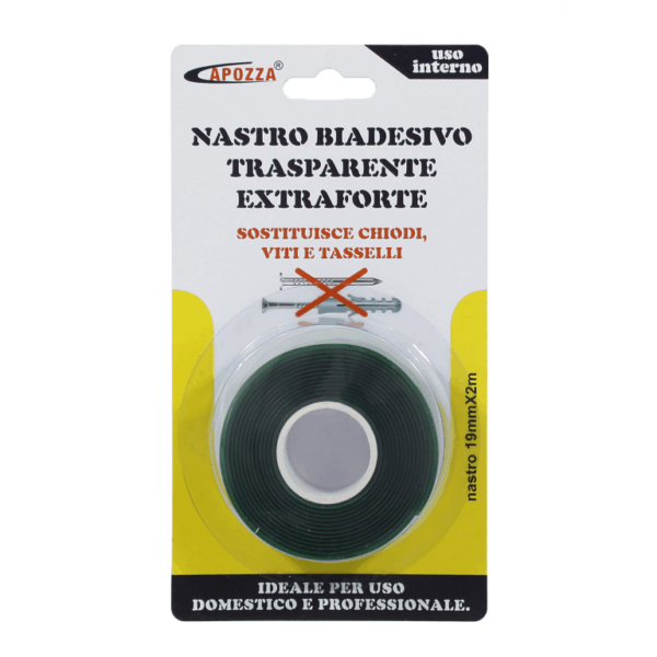 Nastro Biadesivo Trasparente Extraforte mm.19 Mtl.2  Capozza