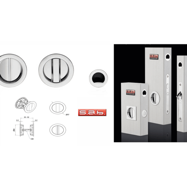 Maniglia Incasso Tonda Porta Scorrevole modello K2300 d.48/57 Pomolo+Emergenza varie finiture | Sab Serrature