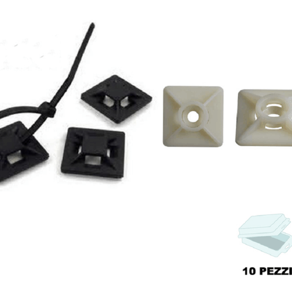 BASETTA BIADESIVA QUADRA IN BLISTER DA pz.10 mm.27x27 PER FASCETTE VARI COLORI  | SIPA