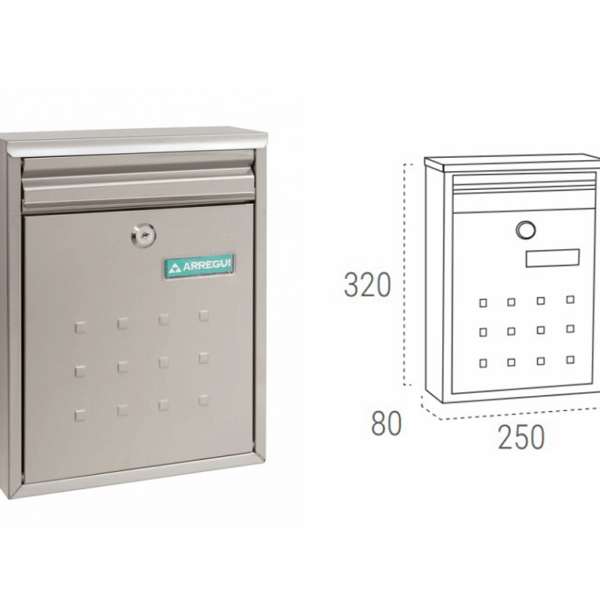 Cassetta Postale Lettere A4-C5 modello Dime mm.250x80x320h Acciaio Inox  Arregui