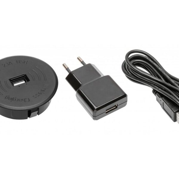 Caricabatterie Wireless con Ricarica Rapida USB A con Alimentazione da 18w Nero  GTV