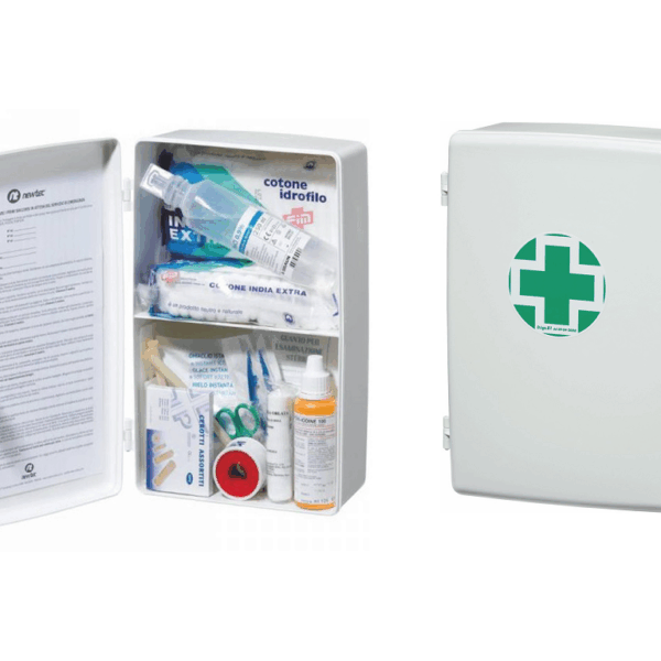 Armadietto Medico Med F1 Primo Soccorso con 18 Referenze mm.380x230x120  Neri
