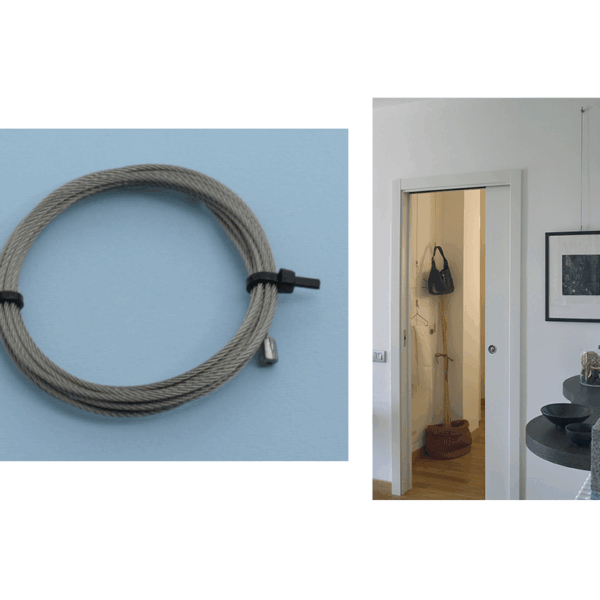 Cavo Inox Ømm.1,30 Aisi316 49fili con Cilindro Ø5x4.50 per Quadri cm.200  Tahuma