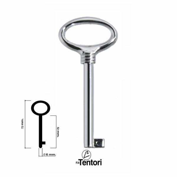 Chiave Mobile Femmina Sibilla d.6x52/72mm Cromo Lucido   Tentori