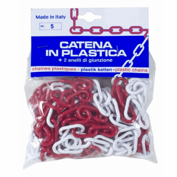 Catena Plastica mm.6 Bianco/Rosso in Blister da Mt.5