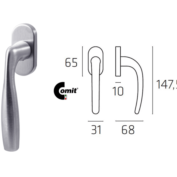 Maniglia per Finestra dk Jet Movimento 4 Scatti Metallo 7x35 2B - Cromo Satinato | Comit