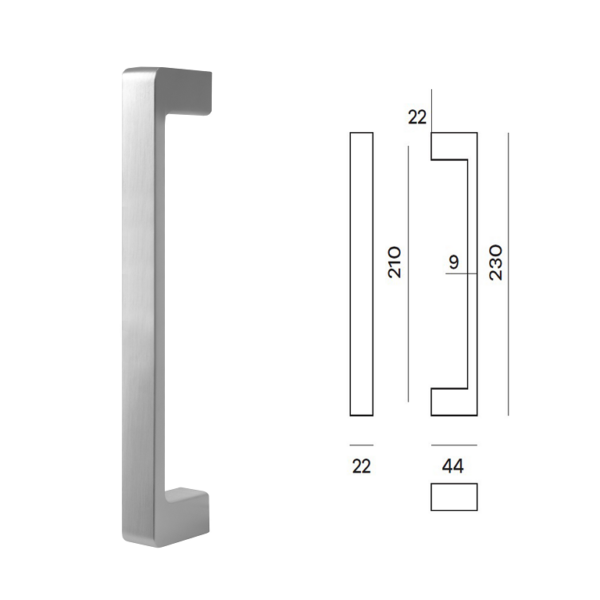 Maniglione Biblo Interasse 210 mm.230x44h Z2B - Cromo Satinato   Comit