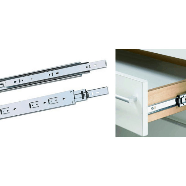 GUIDE CON SFERE PER CASSETTO ESTRAZIONE TOTALE 45,6h PORTATA kg.45 ZINCATO VARIE LUNGHEZZE