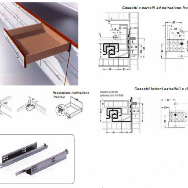 Guide per Cassetti Tandem Plus Blumotion Estrazione Totale Portata kg.30 varie lunghezze | Blum