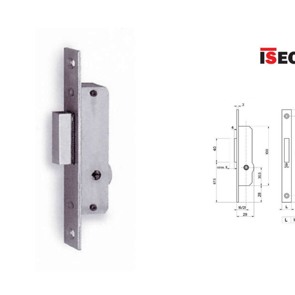 Serratura Infilare Chiave Croce 1 Mandata Mod.903k Entrata 20 Frontale 16  Fiam/Iseo
