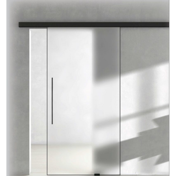 Sistema Scorrevoli Esterno Muro Vetro Air Lh.cm.200 Portata kg.120 con Soft Close Alluminio Nero | Fimet Maniglie