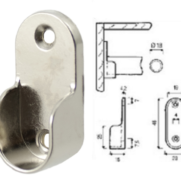 Reggitubo Laterale Zama per Tubo Tondo d.18 Nickel  Manart