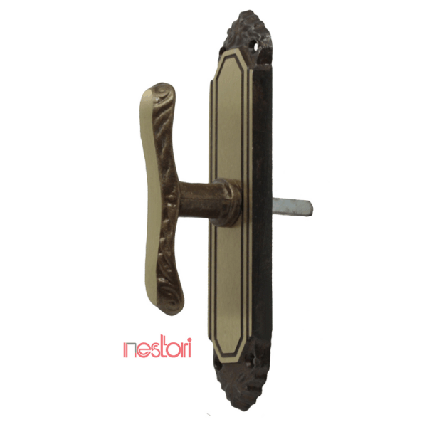 Maniglia per Finestra Cremonese Export Placca mm.175x36 Bronzo Gratz+7    Nestori