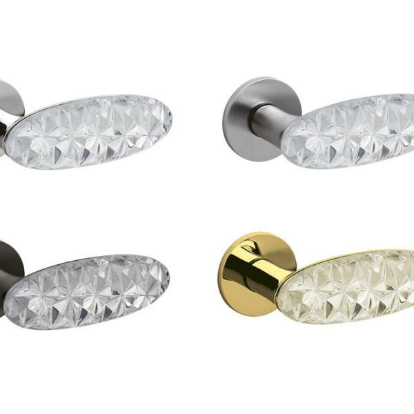 Maniglia Crystal Diamond Rosetta Tonda d.51x5h Bocchetta Foro Chiave varie finiture | Olivari