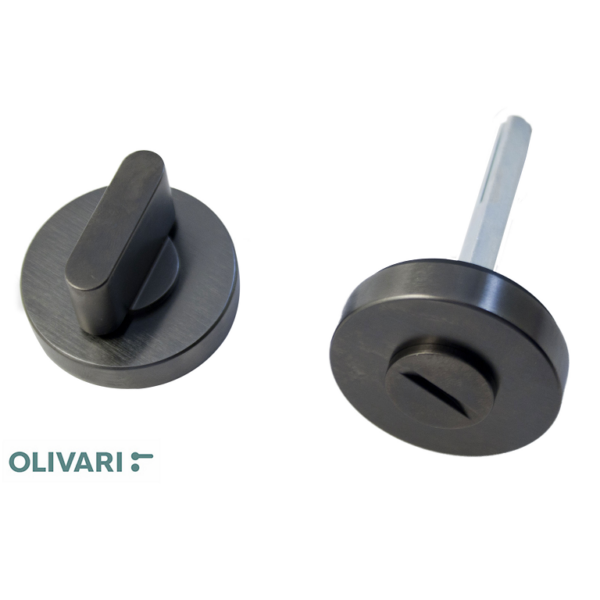 Nottolino Chiavistello WC Q6 modello Link Rosetta tonda d.47x10h US-Satinato Antracite  | Olivari