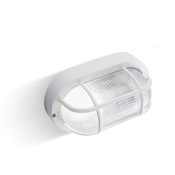 Plafoniera Ovale Echo con Griglia E27 IP44 205x120x95h Bianco  Sovil