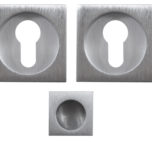 Maniglia Incasso Quadra Porta Scorrevole modello K302FYT03 d.53x53/48 con Foro Yale per Cilindro Europeo 2B-Cromo Satinato  Comit