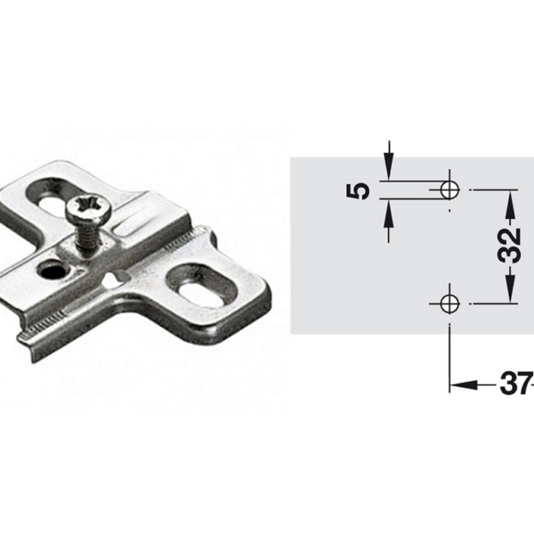Basetta Croce Acciaio per Cerniera Regolazione Verticale mm.32x37 h=00 | Arturo Salice