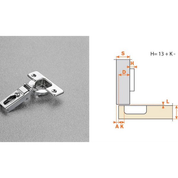 Cerniera per Mobili Automatica 94° Serie 200 Braccio Corto da avvitare Foro d.35 Corta Sormonto 0  Arturo Salice