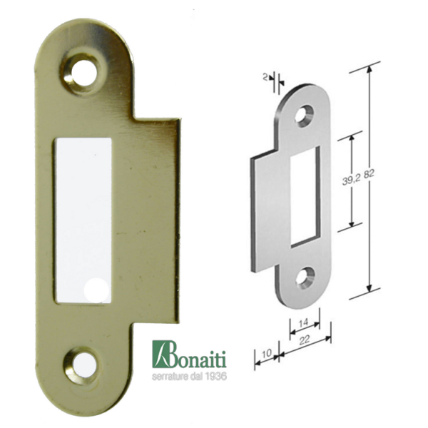 Contropiastra 385 Bordo Tondo Aletta Quadra Frontale 22x82 mm. | Bonaiti