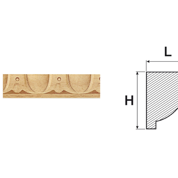 CORNICE LEGNO RAMINO asta cm.244 H12x10L-H14x10L-H19x13L prodotta da COF