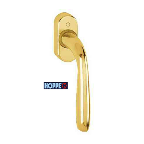 Maniglia per Finestra DK Maribor Movimento 4 Scatti Nylon 7x45 Alluminio F271 Dorato Lucido | Hoppe