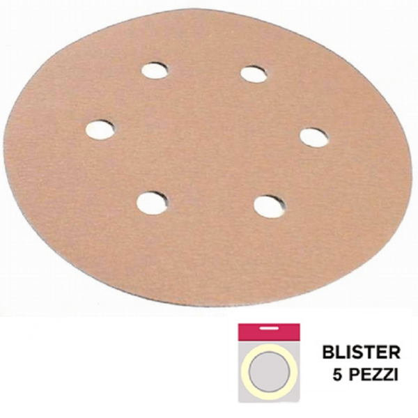 Disco Abrasivo Velcrato 6 Fori mm.150 Saitac Vel 3S in blister pz.5 varie Grana | Sait