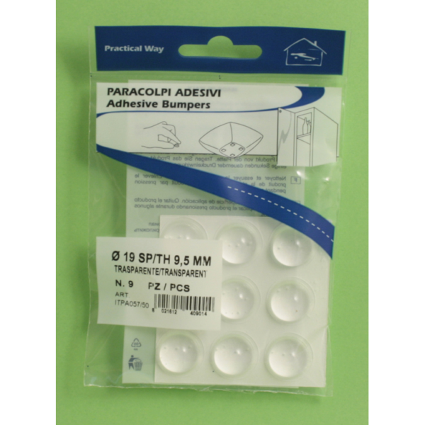 Paracolpi Adesivi Emisferici Poliuretano Trasparente mm.9,5 X D.19 pz.9