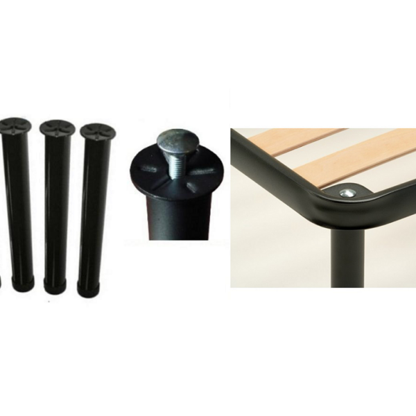 PIEDE IN FERRO NERO RETE LETTO UNIVERSALI d.40 IN BLISTER DA 4 PEZZI  VARIE ALTEZZE