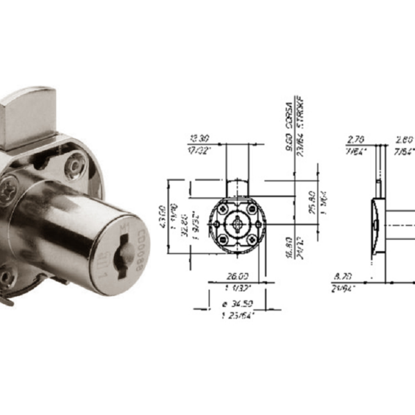 SERRATURA DA APPLICARE CON CILINDRO NICHELATA MK d.16 VARIE LUNGHEZE