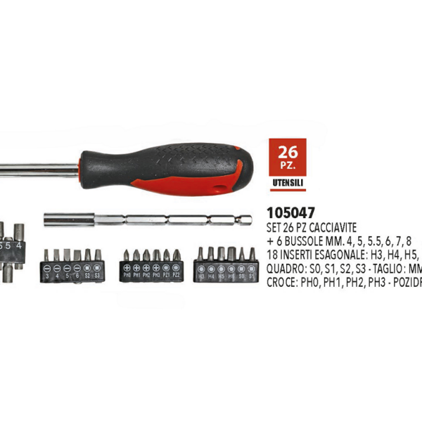 Cacciavite con Portainserto+Inserti-Bussole in Set Pz.26 | Kreator