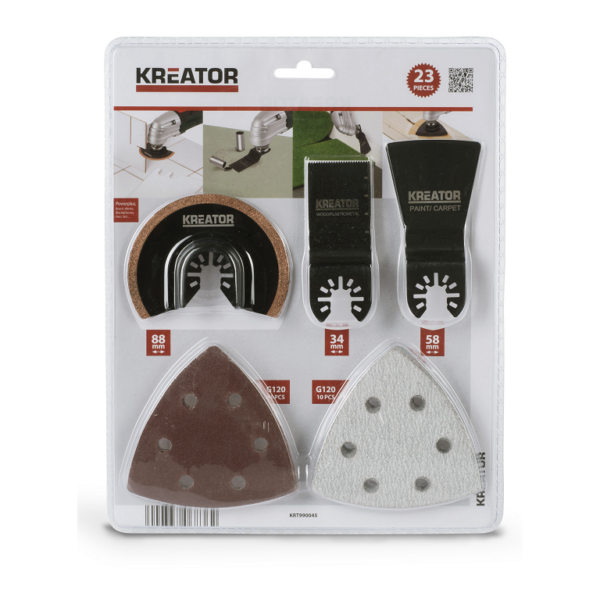 Set per Multiuso Lama Dentata + Carta Abrasiva in Blister da 23pezzi   Kreator