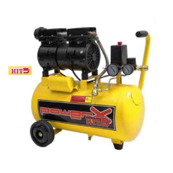 Compressore LT.24 Silenziato Senza Olio 1Hp 8 Bar 2 Connettori  Ph024S  Power X HIT
