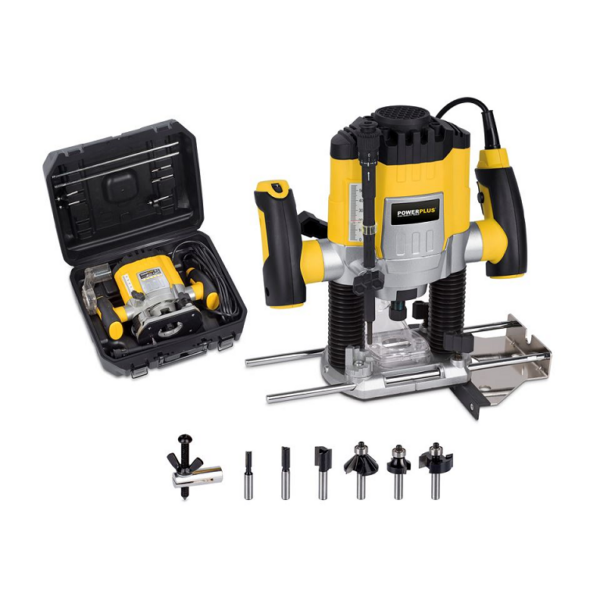 Fresatrice Verticale Modello Router w1200 Attacco Mandrino mm.6-8+Frese 6pz  Power Plus