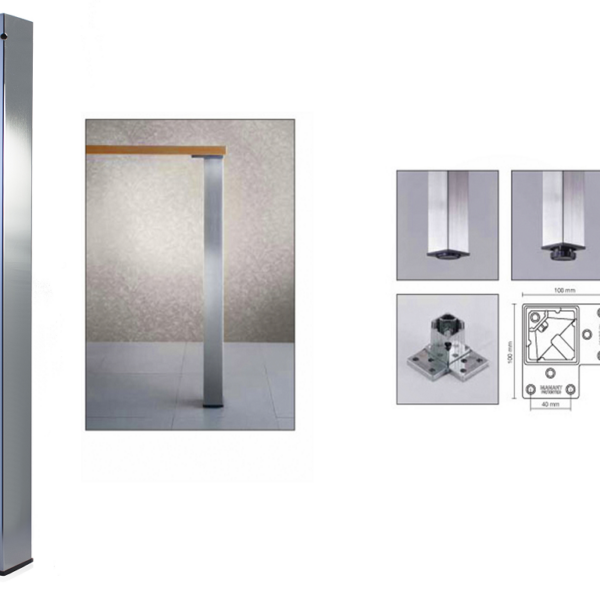 GAMBA TAVOLO IN CONFEZIONE DA pz.4 METALLO QUADRA CON PIASTRA d.60x60 cm.71h REGOLABILE VARIE FINITURE |  MANART