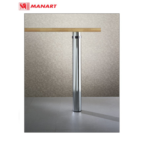 Gamba Tavolo in Metallo Ø80 mm. Regolabile in Altezza 90-110cm. Piastra di Fissaggio mm.145 Finitura Cromata  Manart