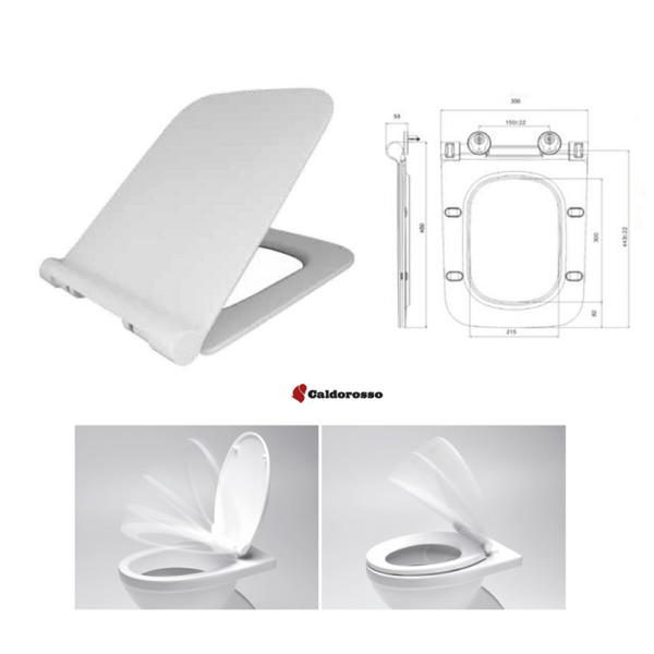 Copriwater Metropolitan Modello Slim Cerniere Rallentate Inox Sganciabili mm.443x356  Mixtech