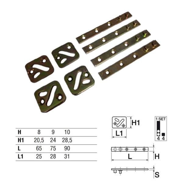 Perni Eccentrici con Piastra Quadra Cava S mm.90 Tropical Set per 2 Ante