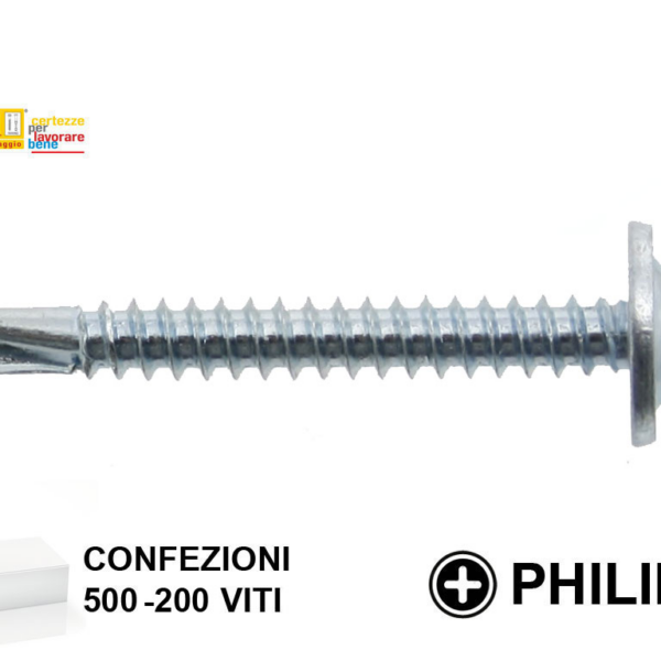 VITE AUTOPERFORANTE TC FALSA RONDELLA ZINCATA PH2 IN BLISTER mm.4,2 VARIE LUNGHEZZE | TECFI