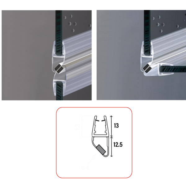 Guarnizione Box Doccia per Vetro Spessore mm.6-8 cm.200h con Magnete mm.25,5 X 13  | Trfo