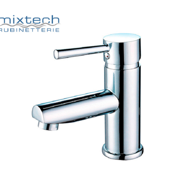 Miscelatore Lavabo Monoforo Modello Tonda Scarico Automatico Inox Cromo  Mixtech