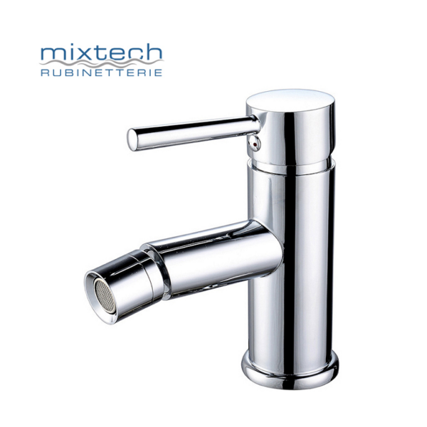 Miscelatore Bidet Monoforo Modello Tonda Scarico Automatico Inox Cromo  Mixtech