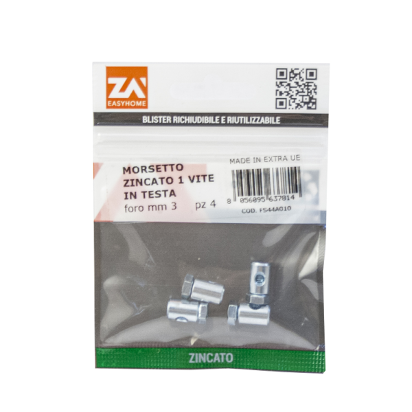Morsetto Zincato 1 Vite in Testa mm 3 Pz 4  Za