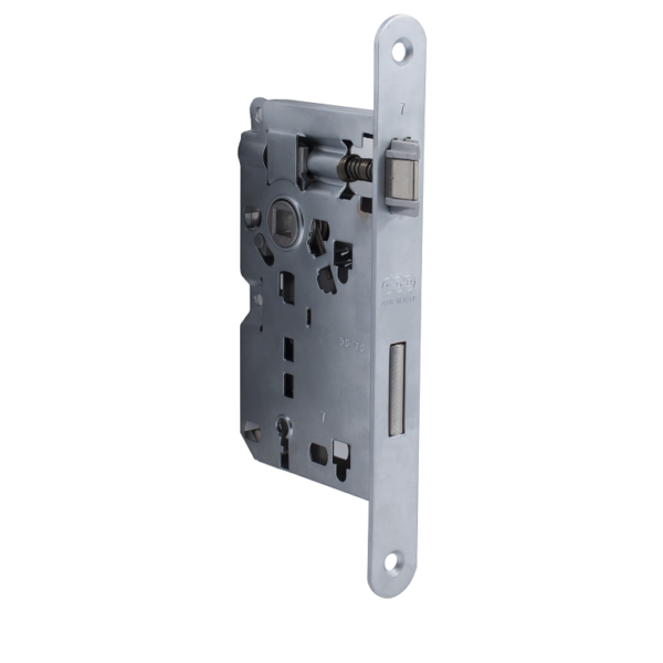 Serratura Patent Piccola Bordo Tondo Frontale 20x188 mm.Interasse 70 ACO-Cromo Opaco Varie Entrate | AGB