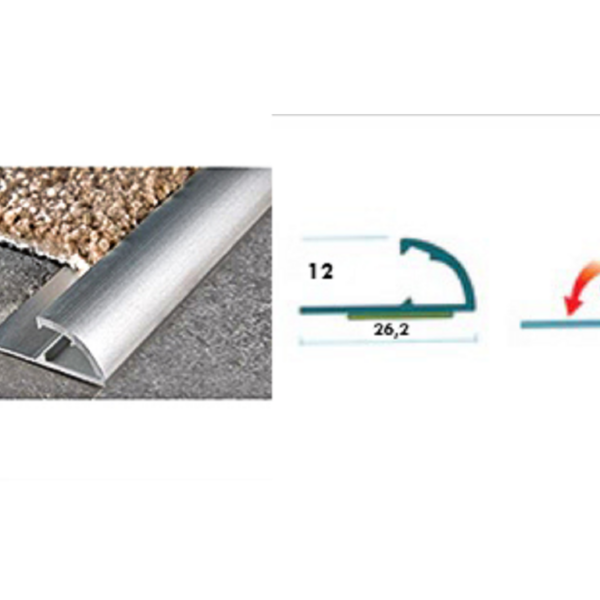 Profilo Passatoia cm.200 Alluminio Anodizzato Argento Opaco mm.26,2x12h | AL.GO